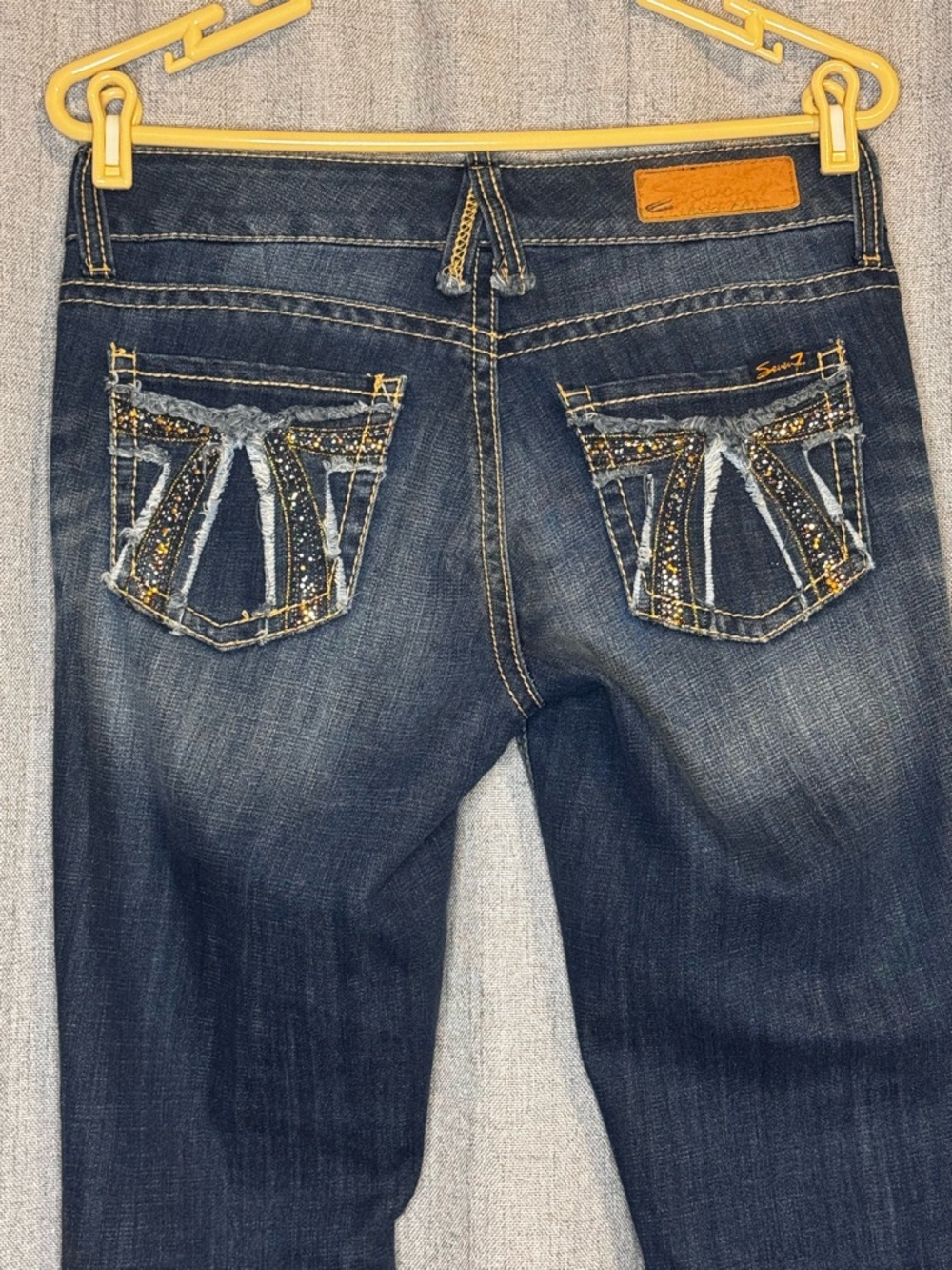Seven7 Dark Blue Skinny Jeans with Embellished Back Pockets - Picture 6 of 12